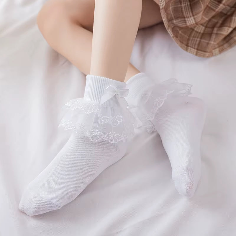 Children Lace Socks Girl Socks Cotton Socks Baby Princess Children Lace White Socks Dance