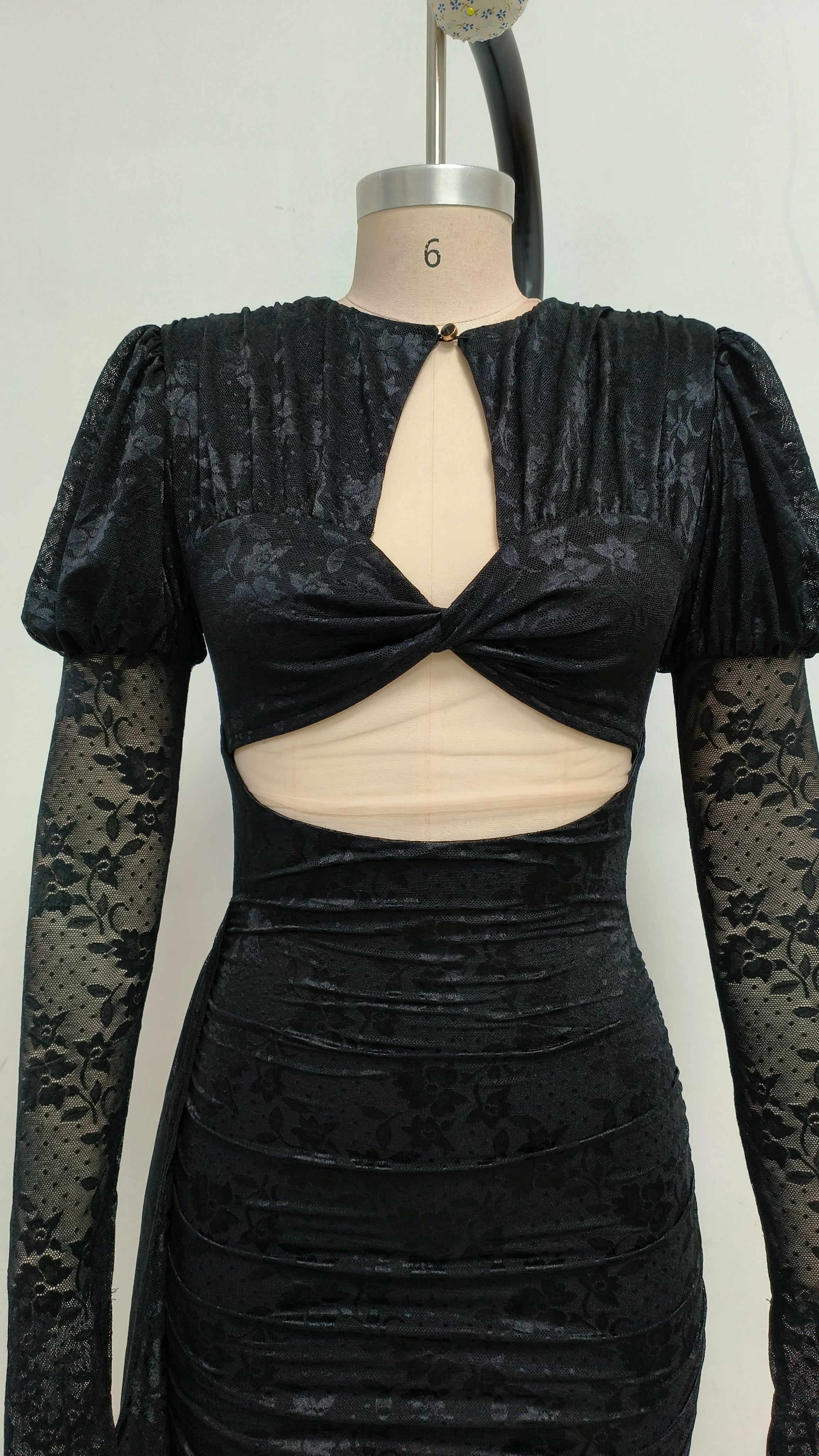 High Quality Red White Women Long Sleeve Sexy Lace Draped Bodycon Mini Dress Gloves Nightclub Party Celebrate Birthday Dress