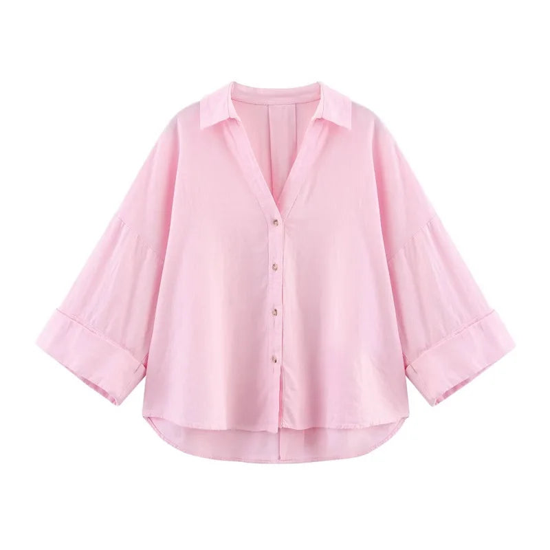 MUJER Women's Shirts Striped Oversize Shirts for Women Wide Sleeve Casual Shirts and Blouses Woman White Summer Loose Tops Woman