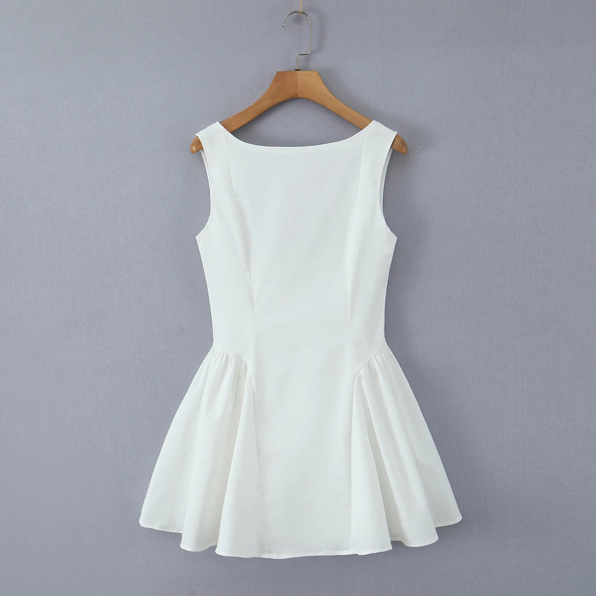 2025 Sexy Slash Collar Deep V Back Backless Mini Sleeveless Dress Women Low Waist Ruched Ball Gown Tank Dresses Summer Robe