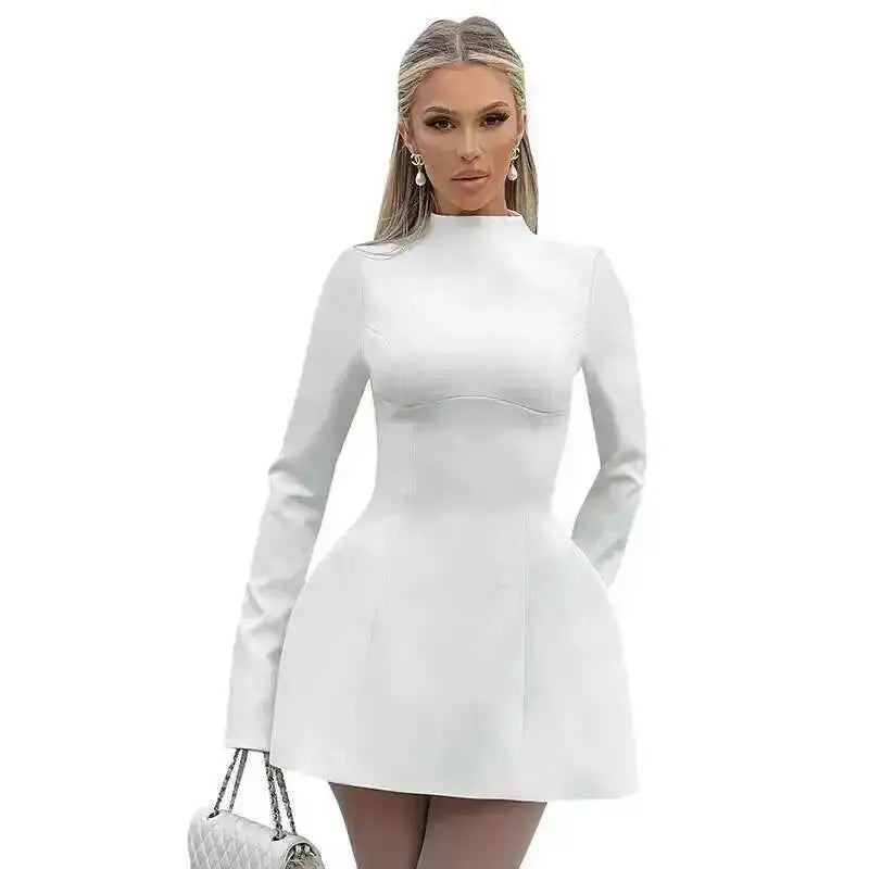 Avrilyaan Button Backless Bodycon Short Sexy A-line Dress Women Nightclub Party Dress Long Sleeve Mini Autumn Dress Vestidos