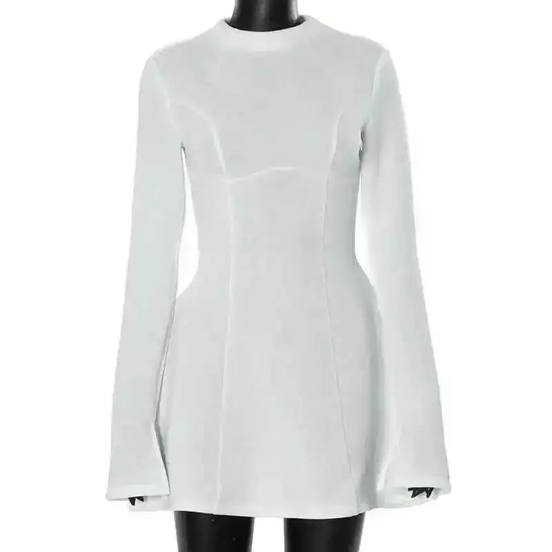 Avrilyaan Button Backless Bodycon Short Sexy A-line Dress Women Nightclub Party Dress Long Sleeve Mini Autumn Dress Vestidos