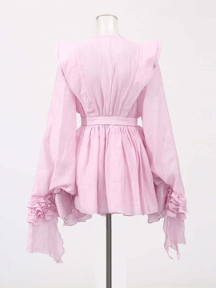 TWOTWINSTYLE Lace Up Slimming Mini Dress | Long Sleeve