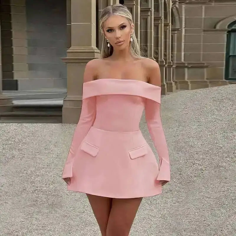 Avrilyaan Button Backless Bodycon Short Sexy A-line Dress Women Nightclub Party Dress Long Sleeve Mini Autumn Dress Vestidos