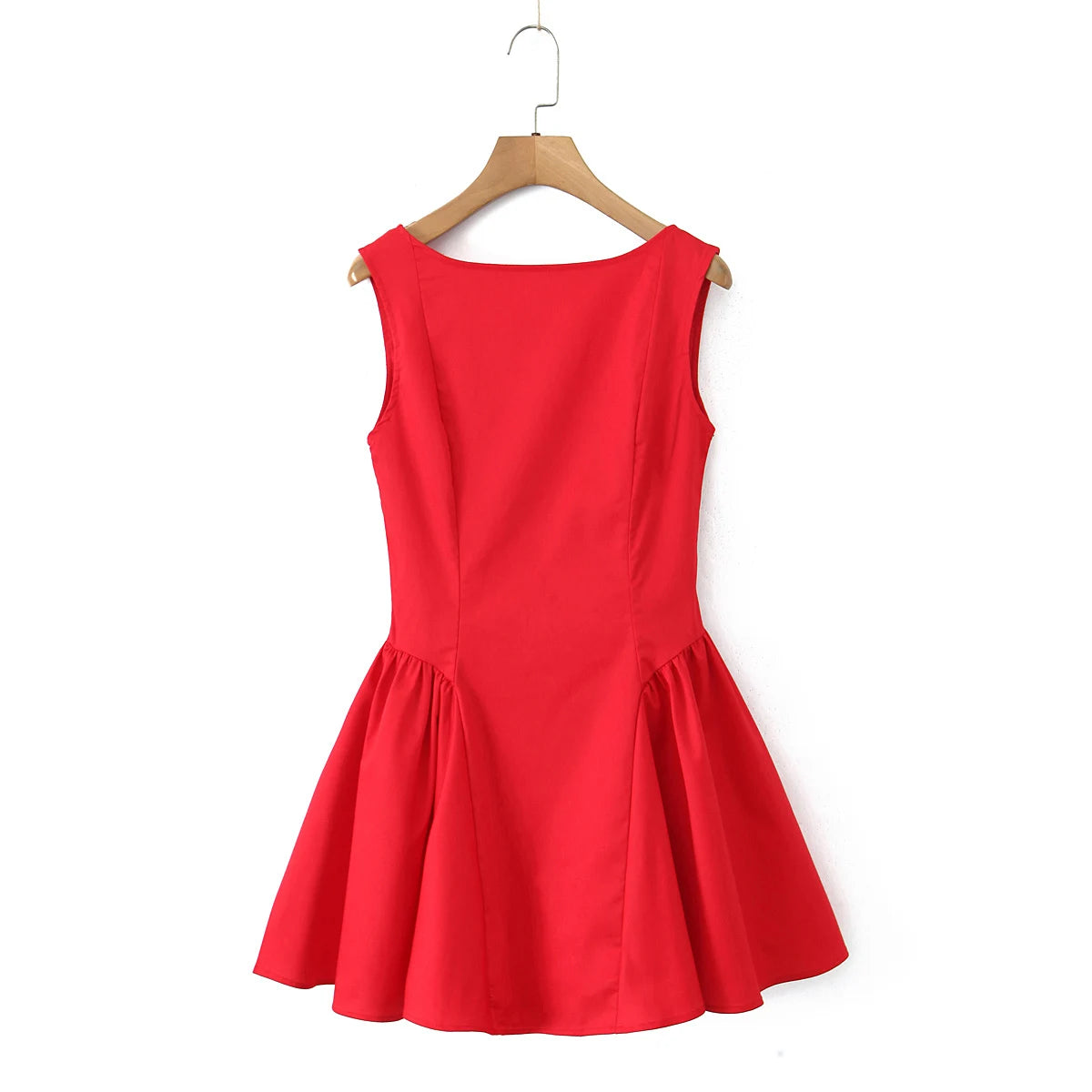 2025 Sexy Slash Collar Deep V Back Backless Mini Sleeveless Dress Women Low Waist Ruched Ball Gown Tank Dresses Summer Robe