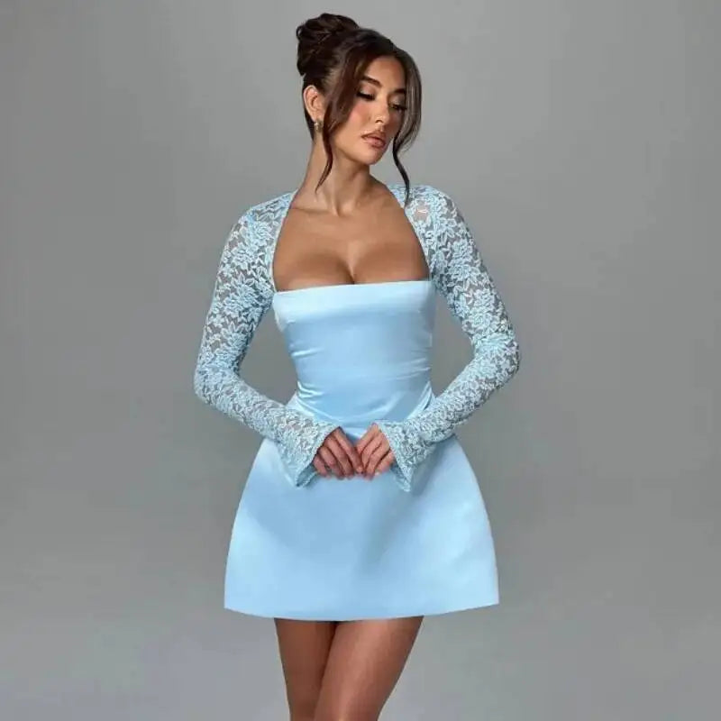 Avrilyaan Button Backless Bodycon Short Sexy A-line Dress Women Nightclub Party Dress Long Sleeve Mini Autumn Dress Vestidos