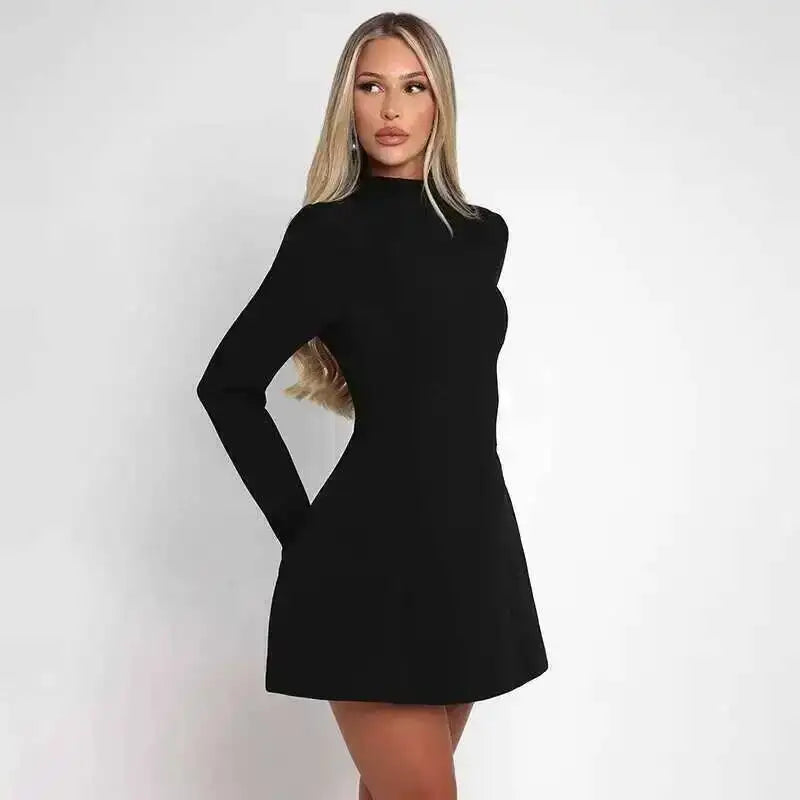 Avrilyaan Button Backless Bodycon Short Sexy A-line Dress Women Nightclub Party Dress Long Sleeve Mini Autumn Dress Vestidos