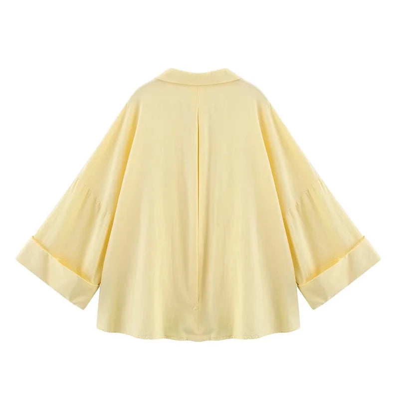MUJER Women's Shirts Striped Oversize Shirts for Women Wide Sleeve Casual Shirts and Blouses Woman White Summer Loose Tops Woman