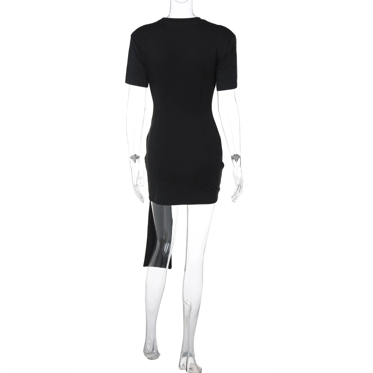 Dulzura O-Neck Short Sleeves Lace Up Bodycon Metal Button Mini Dress Solid Casual Elegant Short Dress Club Streetwear Outfit