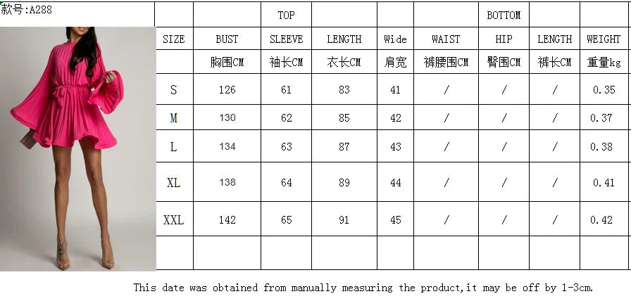 New Spring Summer Elegant Pleated Dress Women Fashion Solid Round Neck Flared Sleeve Lace-up Pleated Mini Dress Women