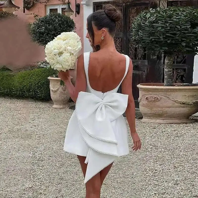 Townlike Pearl Bow Backless Nightclub Sexy Party Dress Women 2025 Spring Summer Dress Maxi Long Slim Bodycon Dresses