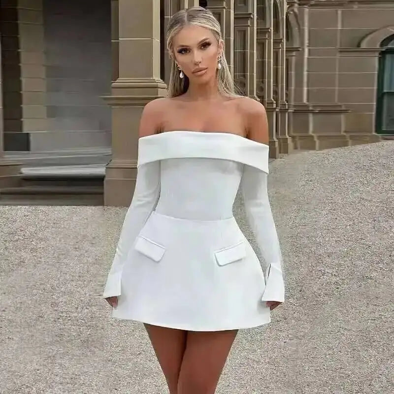 Avrilyaan Button Backless Bodycon Short Sexy A-line Dress Women Nightclub Party Dress Long Sleeve Mini Autumn Dress Vestidos