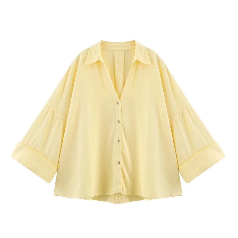 MUJER Women's Shirts Striped Oversize Shirts for Women Wide Sleeve Casual Shirts and Blouses Woman White Summer Loose Tops Woman