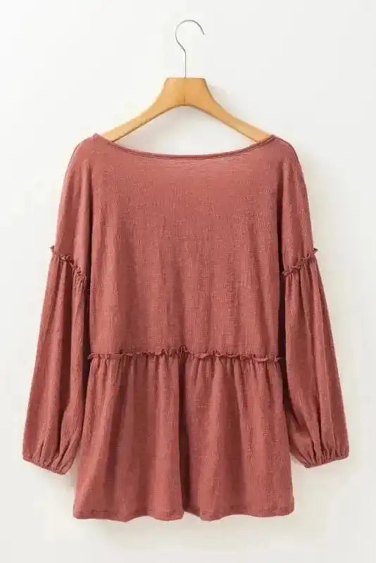 Textured Grace Puff Sleeve Tunic Top