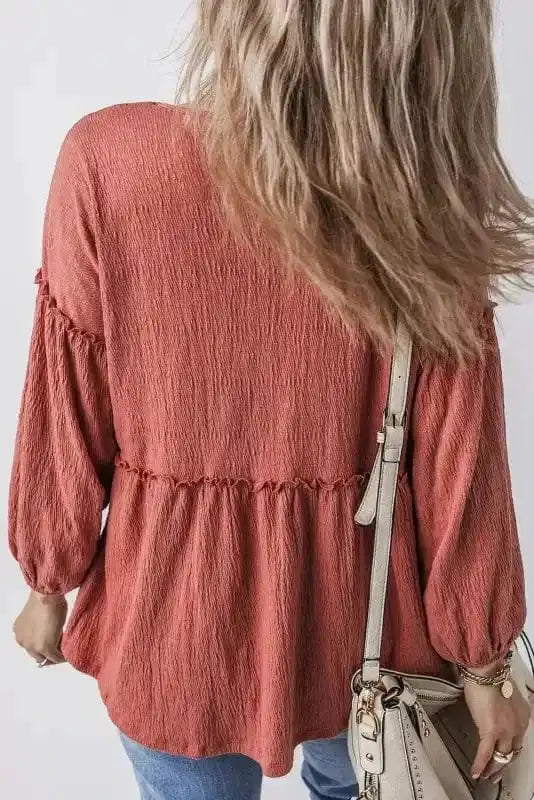 Textured Grace Puff Sleeve Tunic Top