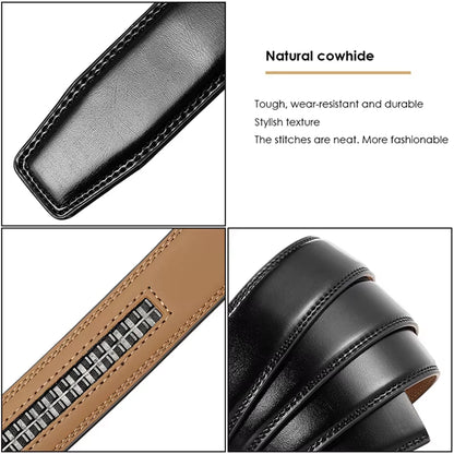 31Mm Leather Belts for Men Alloy Automatic Buckle without Holes Men Brown Belt Natural Cowhide Suit Belt Male