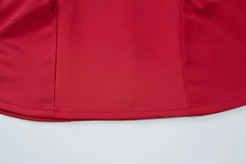 DGLUKE Elegant Red Mini Dress Women Boat Neck Sleeveless High Waist A-line Dress Backless Pleated Short Prom Party Dresses
