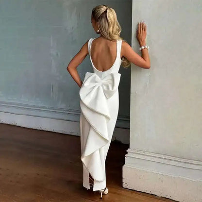 Townlike Pearl Bow Backless Nightclub Sexy Party Dress Women 2025 Spring Summer Dress Maxi Long Slim Bodycon Dresses
