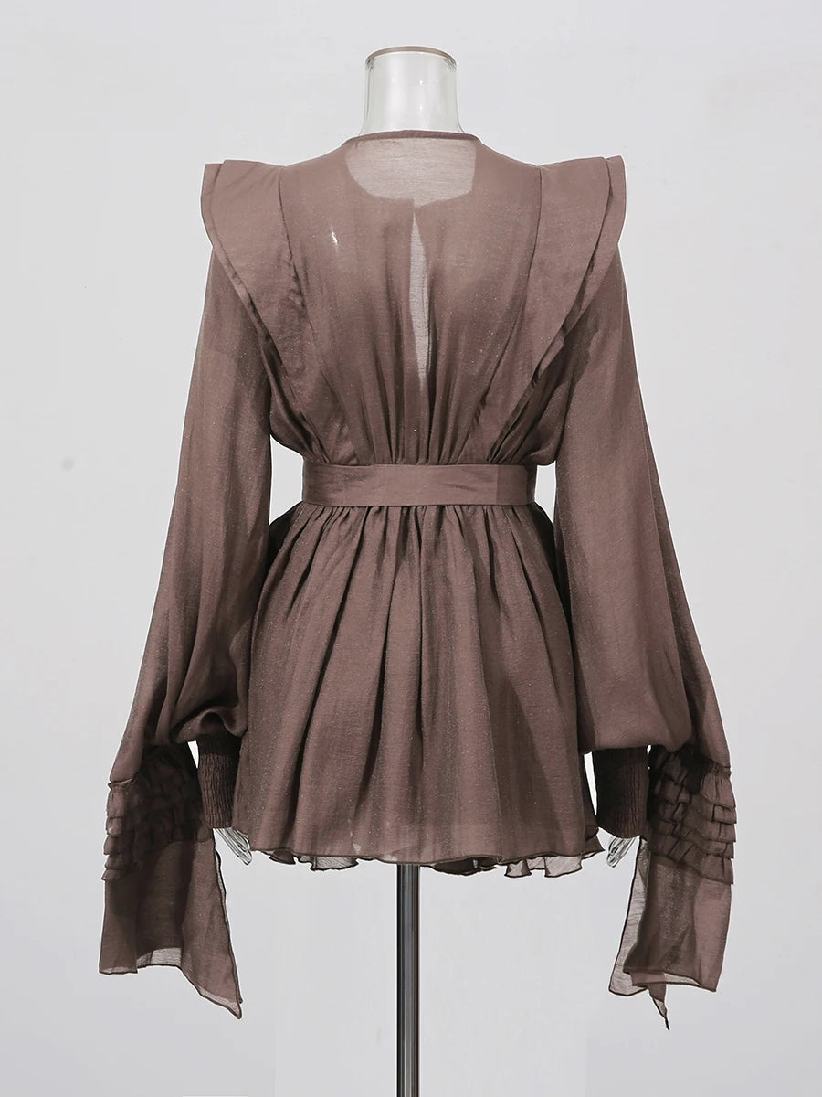 TWOTWINSTYLE Lace Up Slimming Mini Dress | Long Sleeve