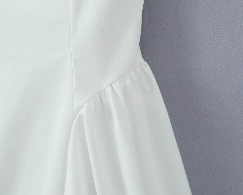 2025 Sexy Slash Collar Deep V Back Backless Mini Sleeveless Dress Women Low Waist Ruched Ball Gown Tank Dresses Summer Robe