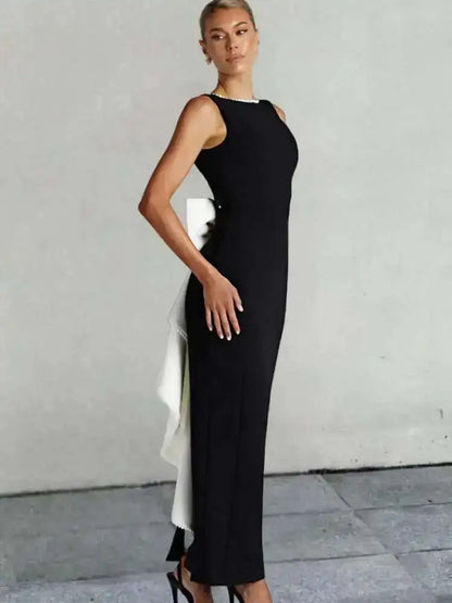 Townlike Pearl Bow Backless Nightclub Sexy Party Dress Women 2025 Spring Summer Dress Maxi Long Slim Bodycon Dresses