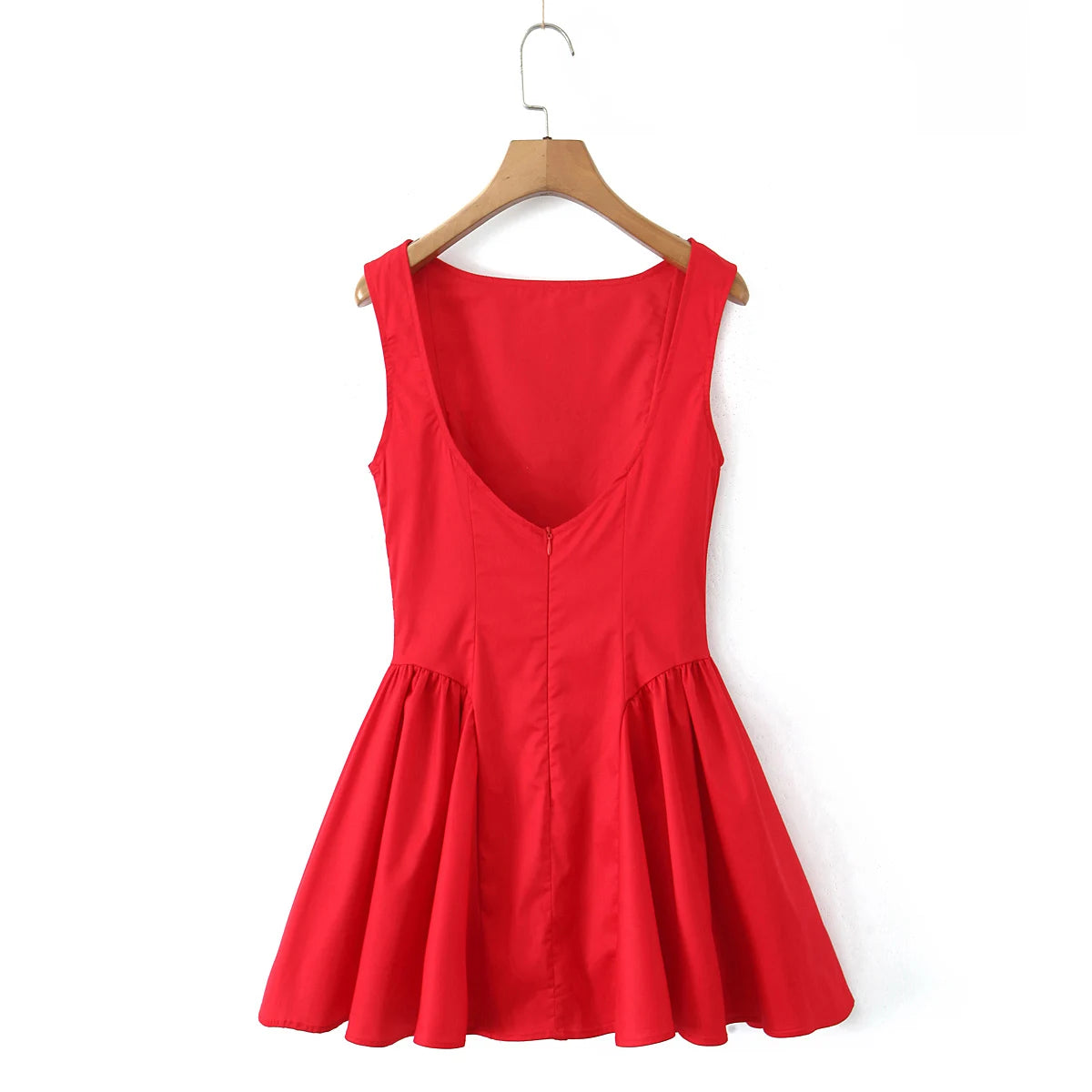 2025 Sexy Slash Collar Deep V Back Backless Mini Sleeveless Dress Women Low Waist Ruched Ball Gown Tank Dresses Summer Robe