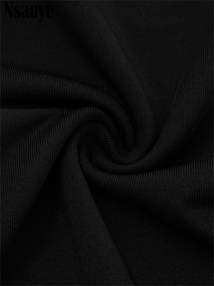Nsauye Autumn Winter Women 2025 Sexy Night Club Mini Wrap Hollow Out Party Dress Fashion Elegant Evening Short Dress Long Sleeve