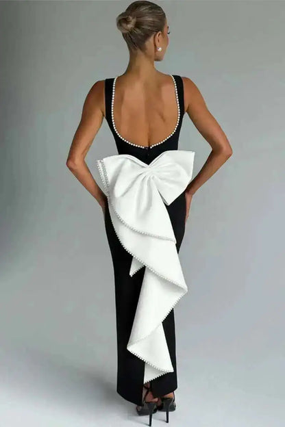 Townlike Pearl Bow Backless Nightclub Sexy Party Dress Women 2025 Spring Summer Dress Maxi Long Slim Bodycon Dresses