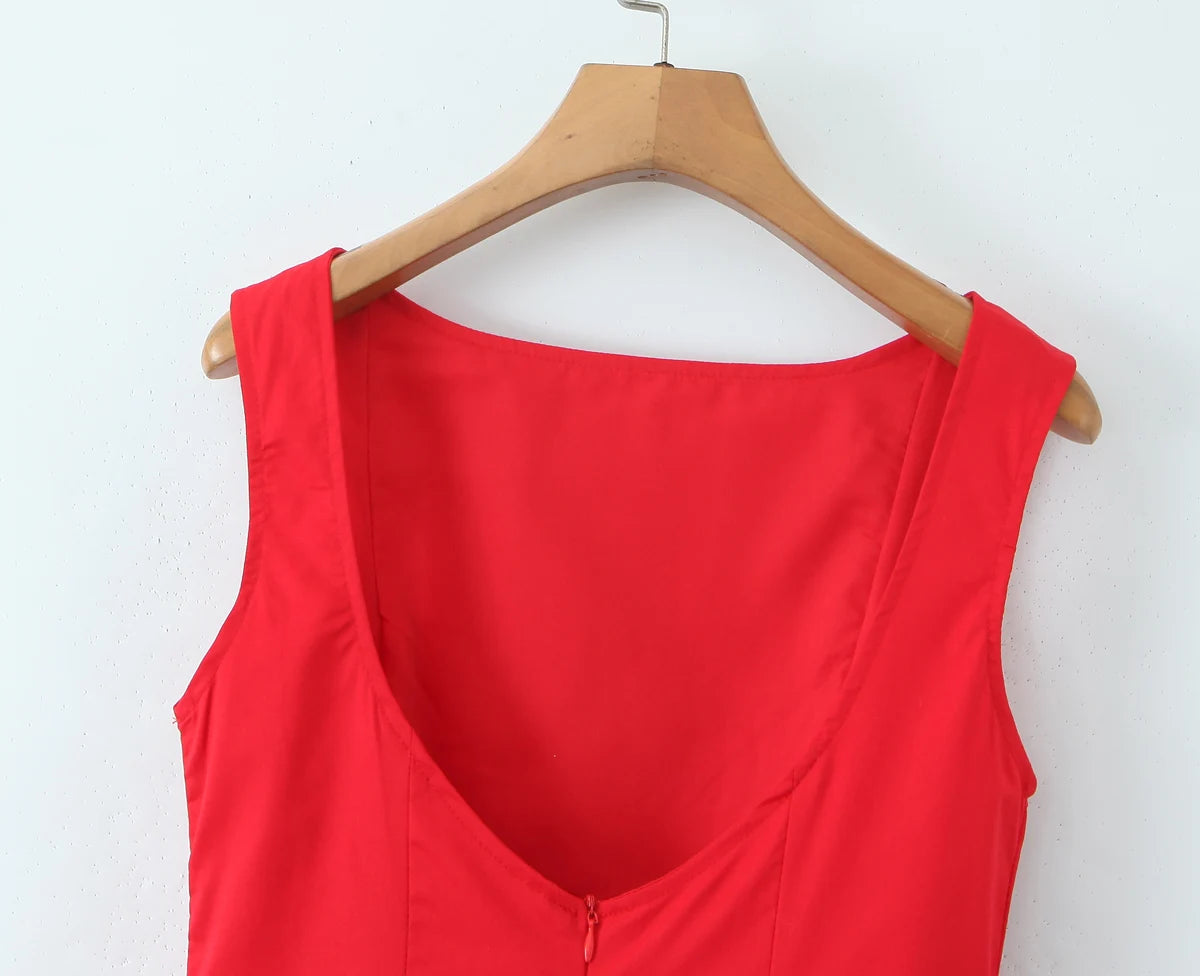 2025 Sexy Slash Collar Deep V Back Backless Mini Sleeveless Dress Women Low Waist Ruched Ball Gown Tank Dresses Summer Robe