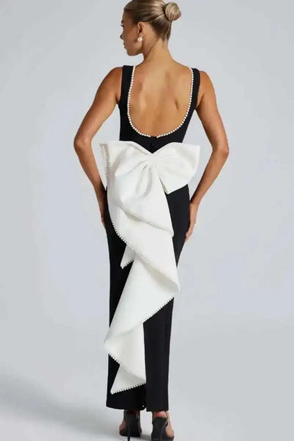 Townlike Pearl Bow Backless Nightclub Sexy Party Dress Women 2025 Spring Summer Dress Maxi Long Slim Bodycon Dresses