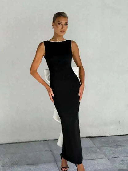 Townlike Pearl Bow Backless Nightclub Sexy Party Dress Women 2025 Spring Summer Dress Maxi Long Slim Bodycon Dresses