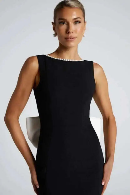 Townlike Pearl Bow Backless Nightclub Sexy Party Dress Women 2025 Spring Summer Dress Maxi Long Slim Bodycon Dresses