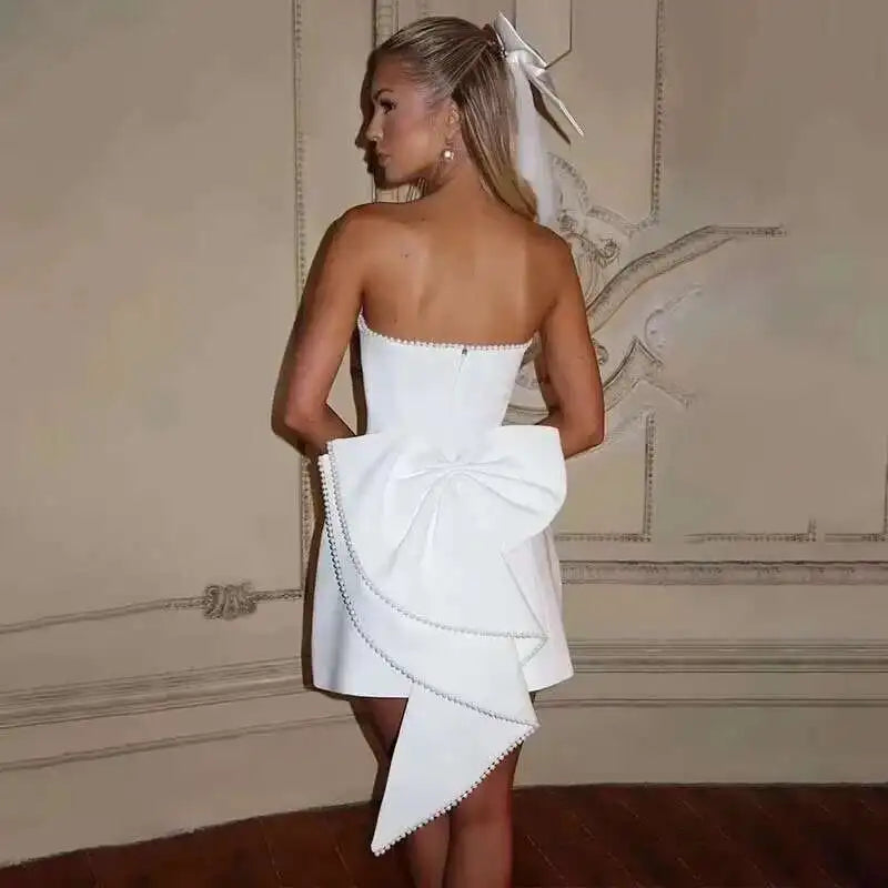 Townlike Pearl Bow Backless Nightclub Sexy Party Dress Women 2025 Spring Summer Dress Maxi Long Slim Bodycon Dresses