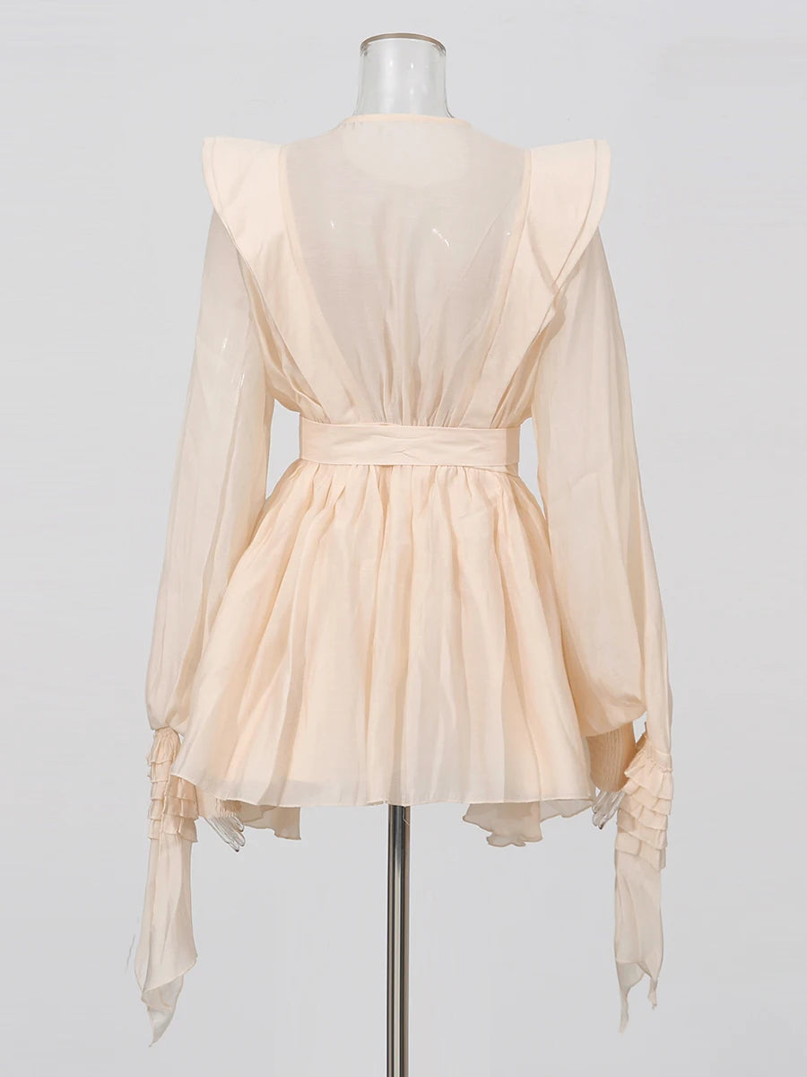 TWOTWINSTYLE Lace Up Slimming Mini Dress | Long Sleeve