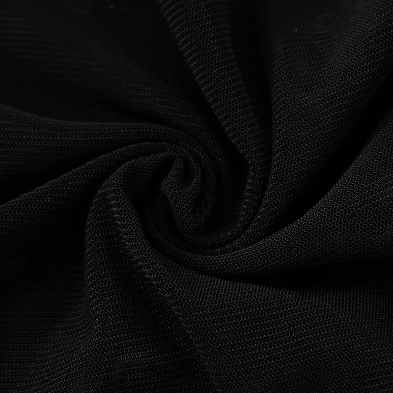 Trendix Fashion Mesh Long Sleeve Mini Dress Club See Through Turtleneck Splice Hollow Bodysuit Dress Party Hot Girls Sexy Dress