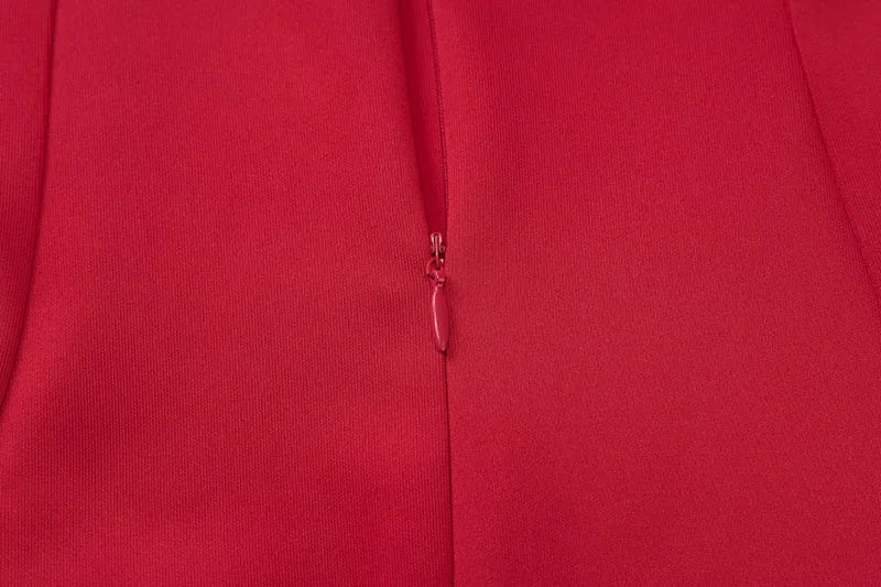 DGLUKE Elegant Red Mini Dress Women Boat Neck Sleeveless High Waist A-line Dress Backless Pleated Short Prom Party Dresses