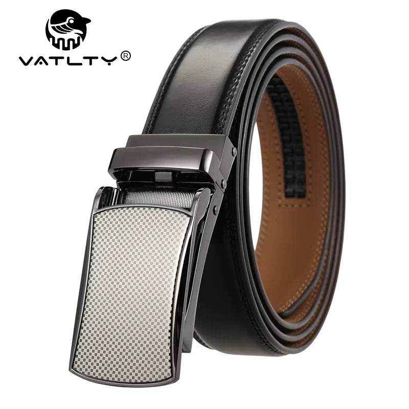 31Mm Leather Belts for Men Alloy Automatic Buckle without Holes Men Brown Belt Natural Cowhide Suit Belt Male