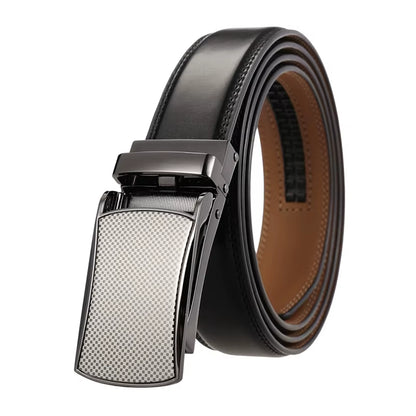 31Mm Leather Belts for Men Alloy Automatic Buckle without Holes Men Brown Belt Natural Cowhide Suit Belt Male